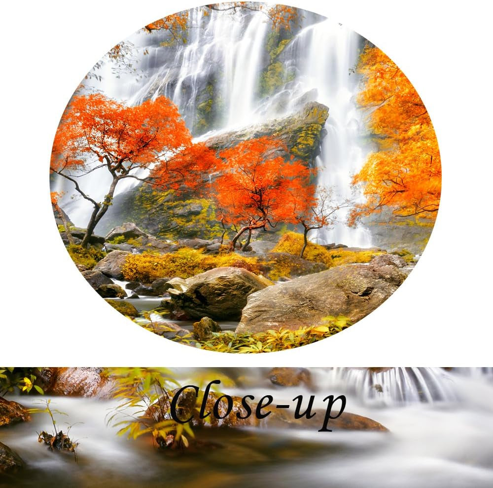 Stunning Autumn Forest Waterfalls 5-Piece Canvas Art Set – Large 60x32 Inch Modern Landscape Wall Decor for Living Room