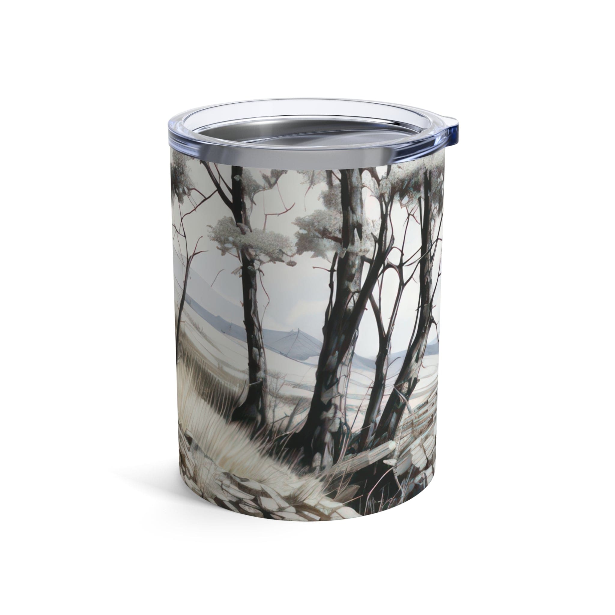 Insulated Tumbler 10oz Still Waters Watercolor Peaceful Lake Print-2