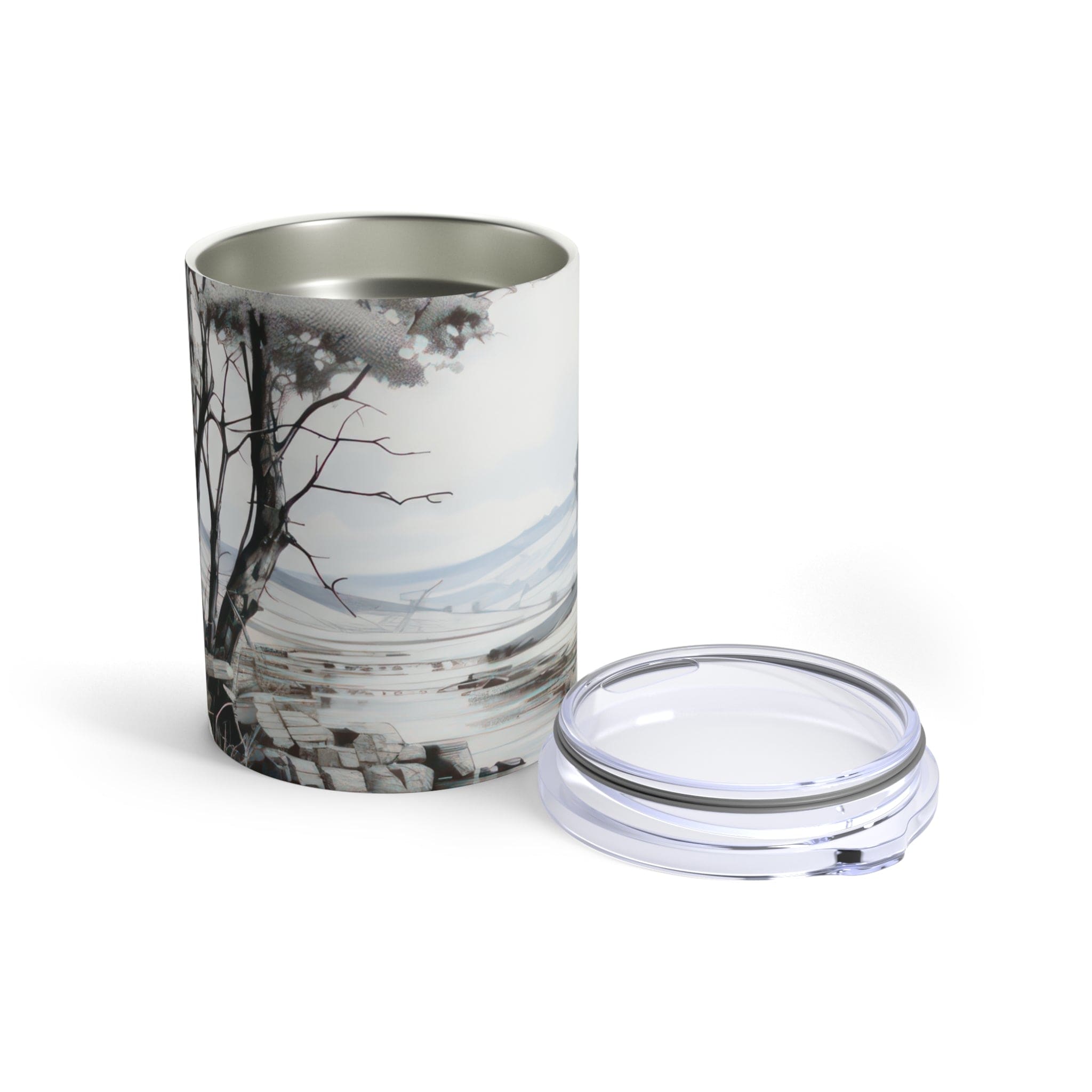 Insulated Tumbler 10oz Still Waters Watercolor Peaceful Lake Print-4