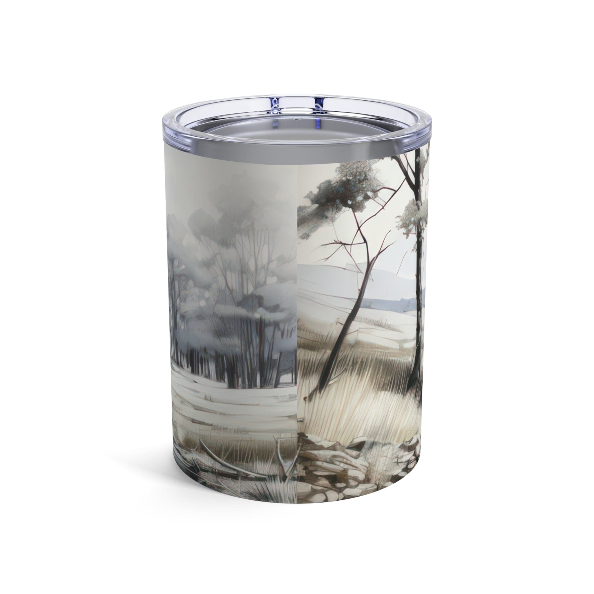 Insulated Tumbler 10oz Still Waters Watercolor Peaceful Lake Print-1