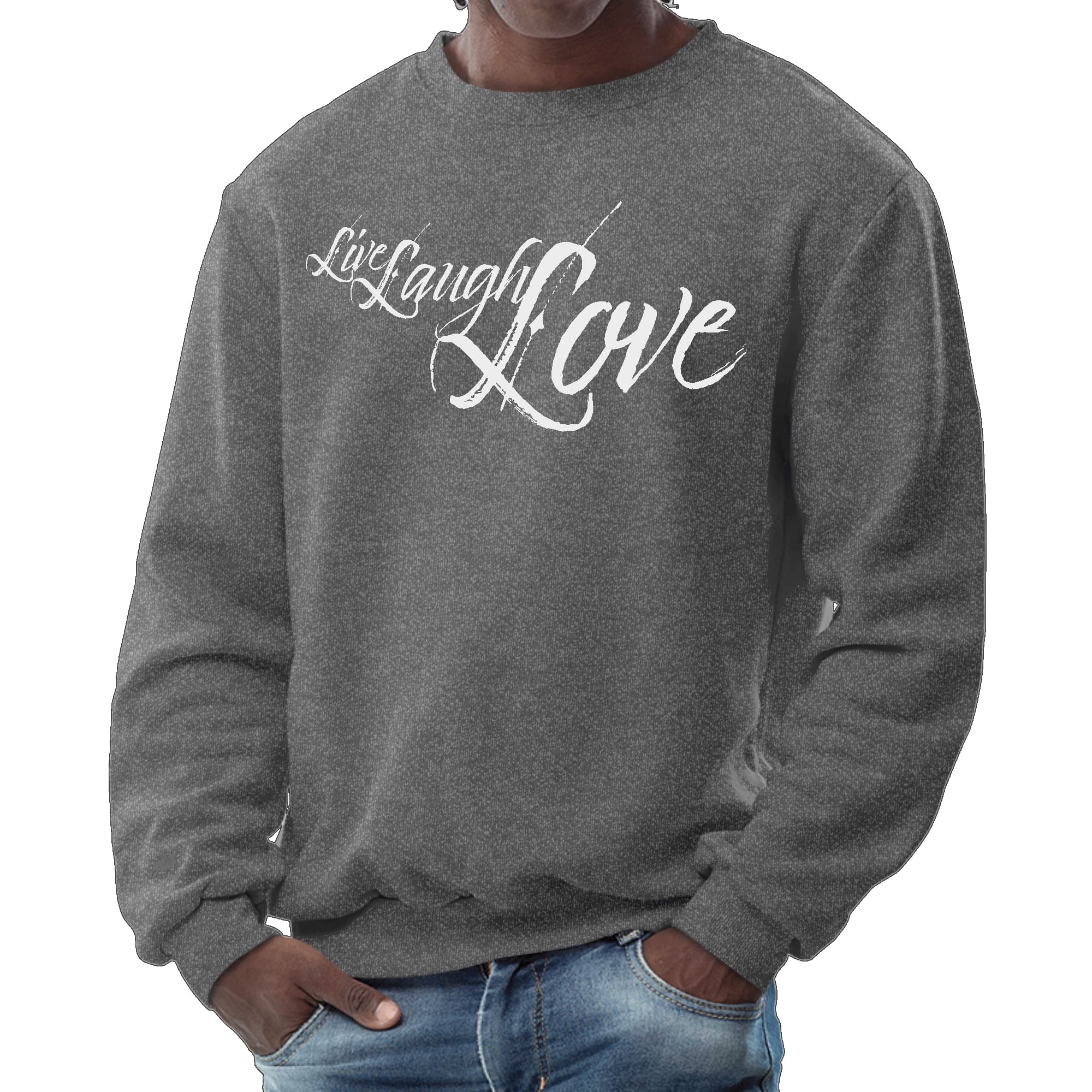 Mens Graphic Sweatshirt - Live Laugh Love Light Grey-6