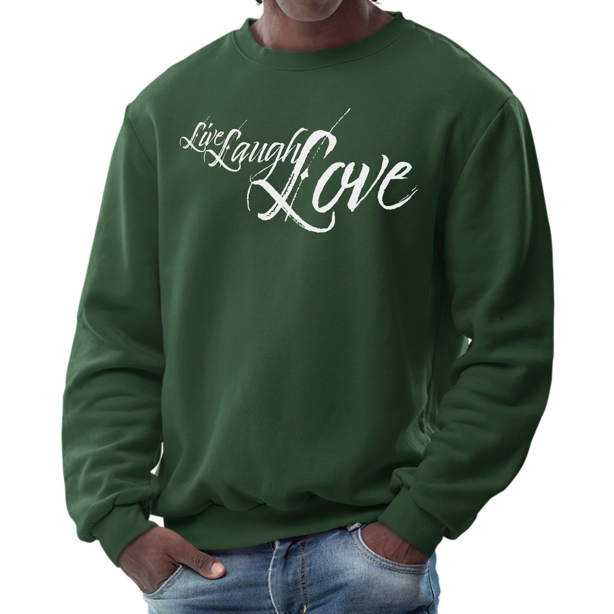 Mens Graphic Sweatshirt - Live Laugh Love Light Grey-5