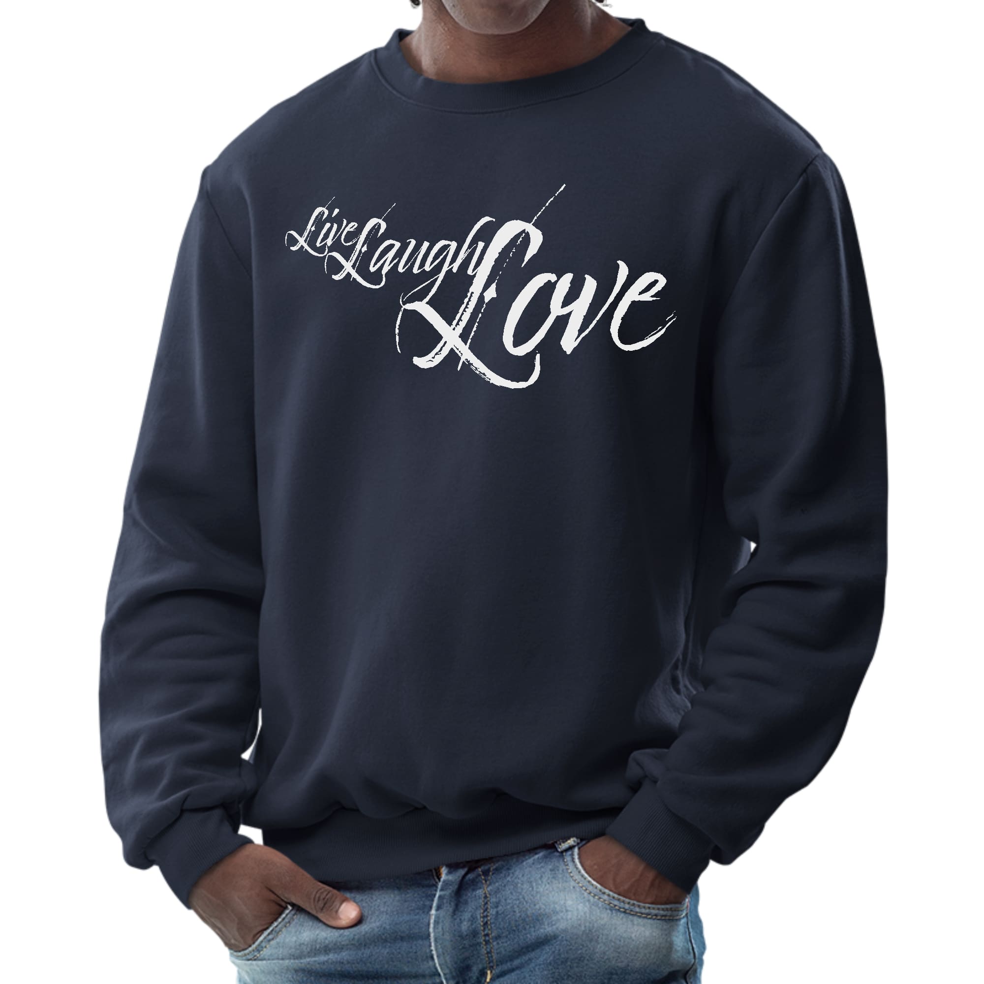 Mens Graphic Sweatshirt - Live Laugh Love Light Grey-2