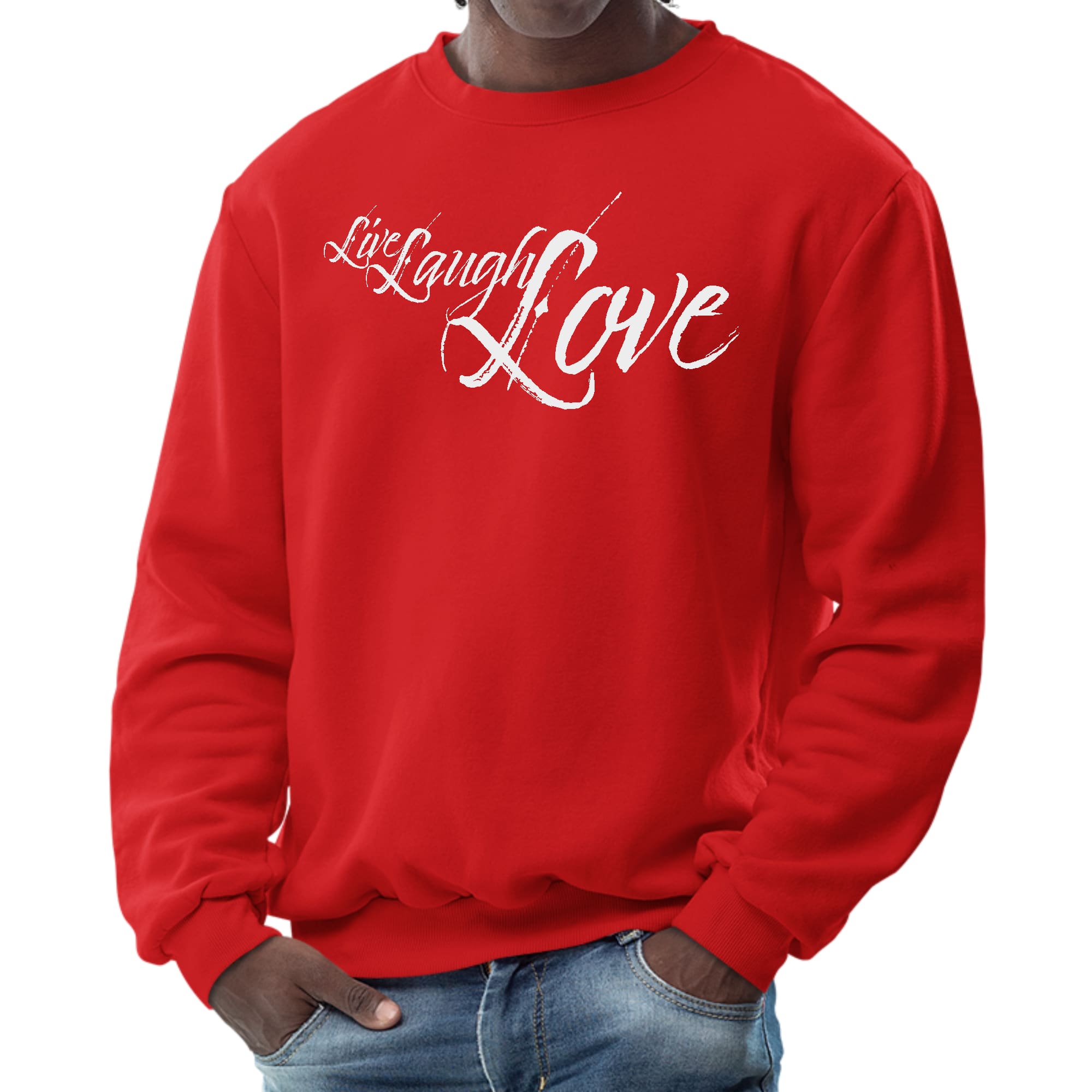 Mens Graphic Sweatshirt - Live Laugh Love Light Grey-1