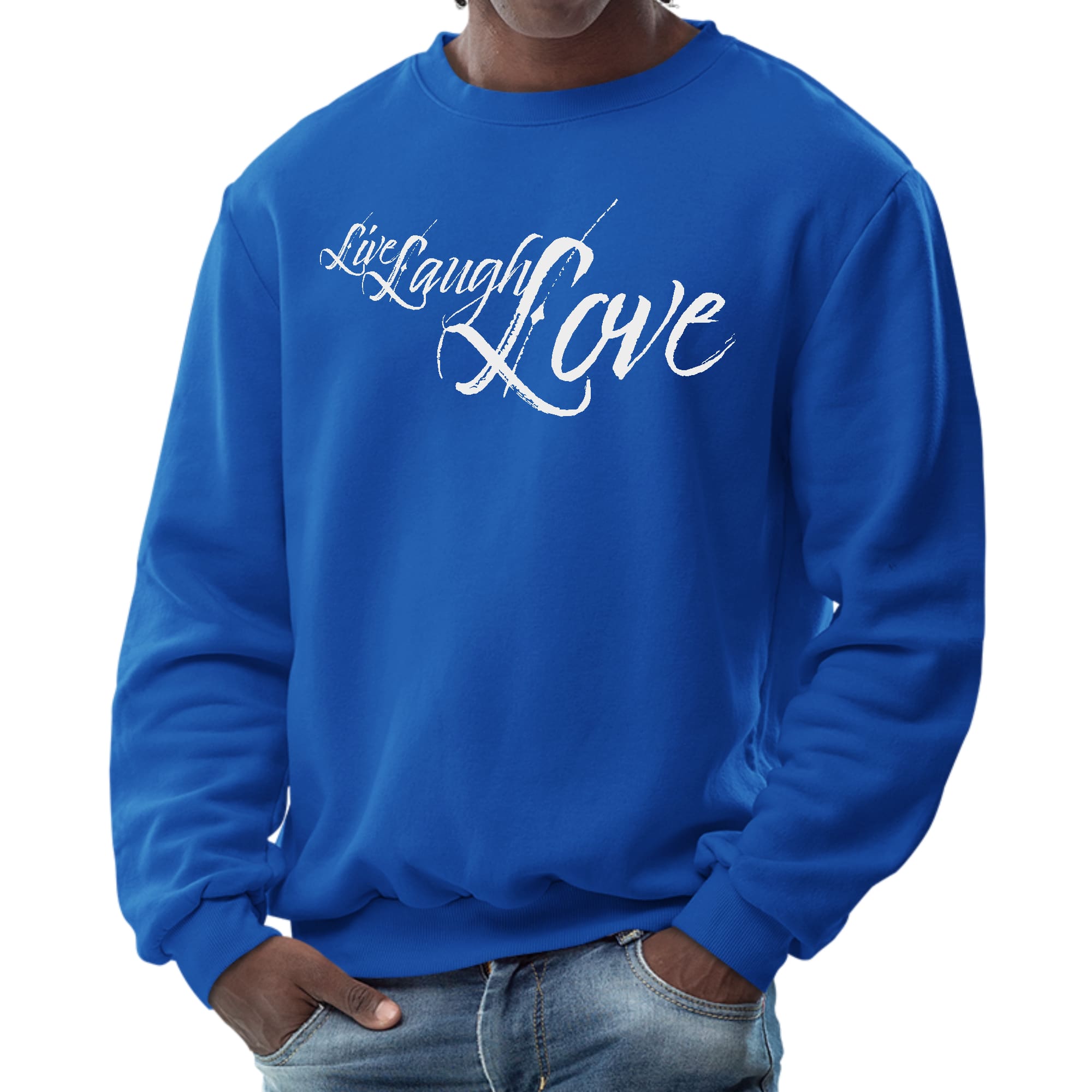 Mens Graphic Sweatshirt - Live Laugh Love Light Grey-3