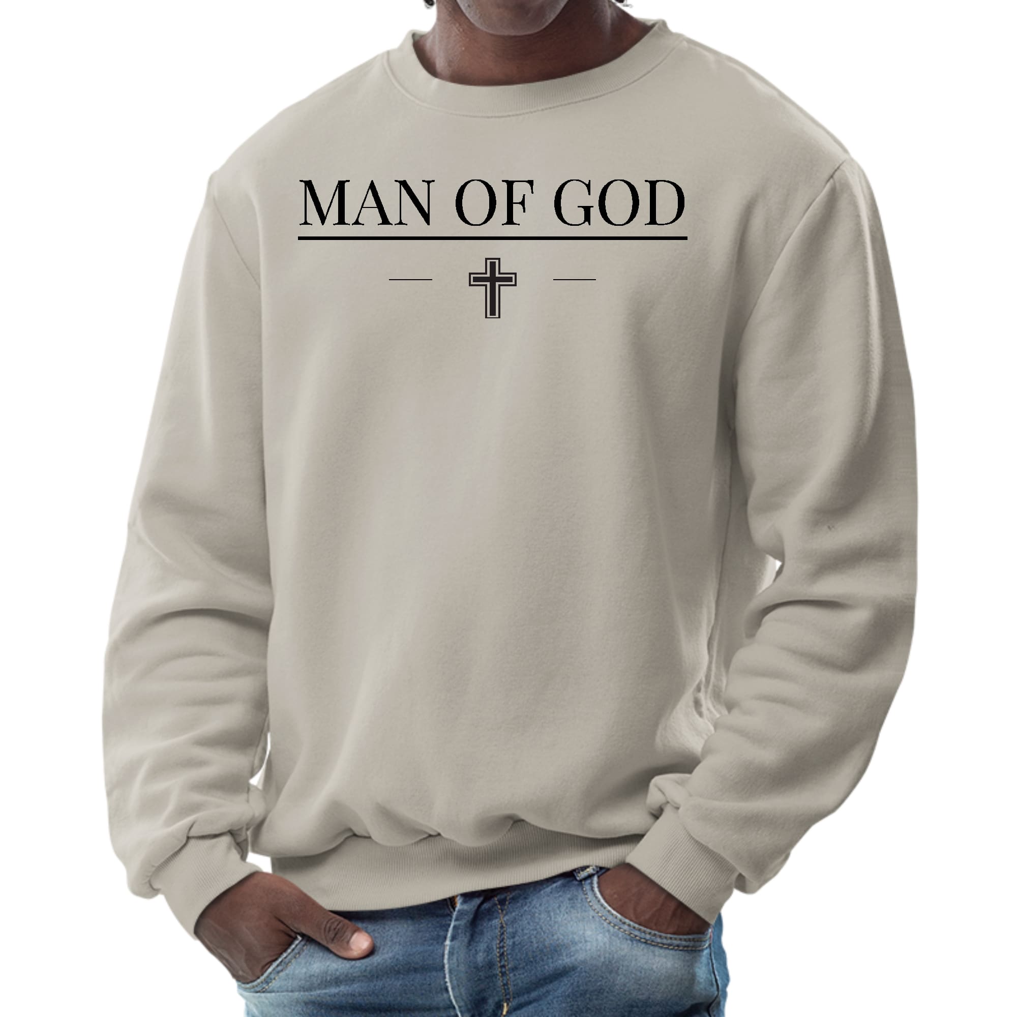 Mens Graphic Sweatshirt - Man of God Black Print-4