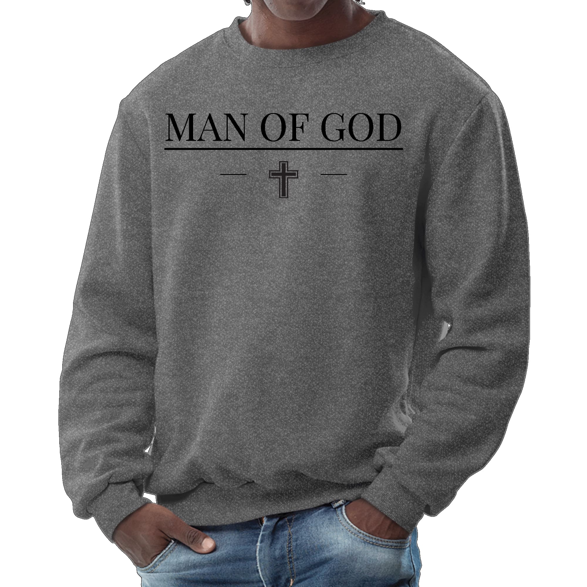 Mens Graphic Sweatshirt - Man of God Black Print-6