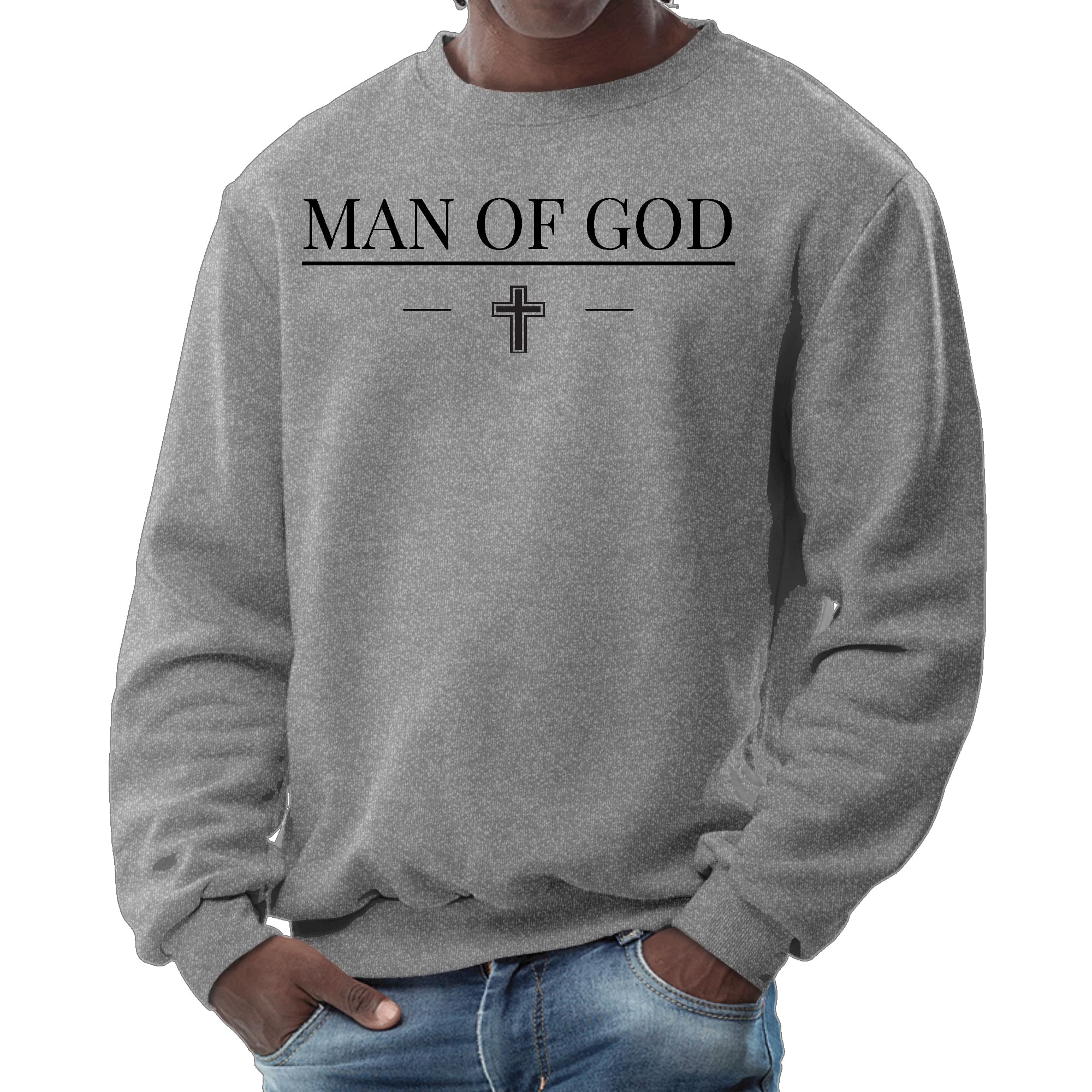 Mens Graphic Sweatshirt - Man of God Black Print-7
