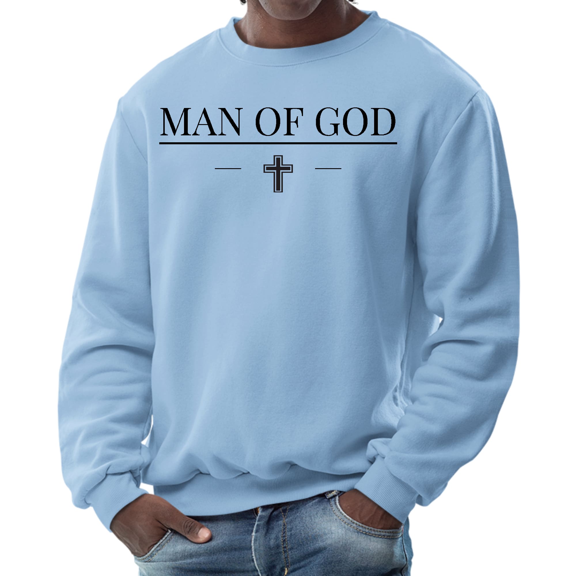 Mens Graphic Sweatshirt - Man of God Black Print-5