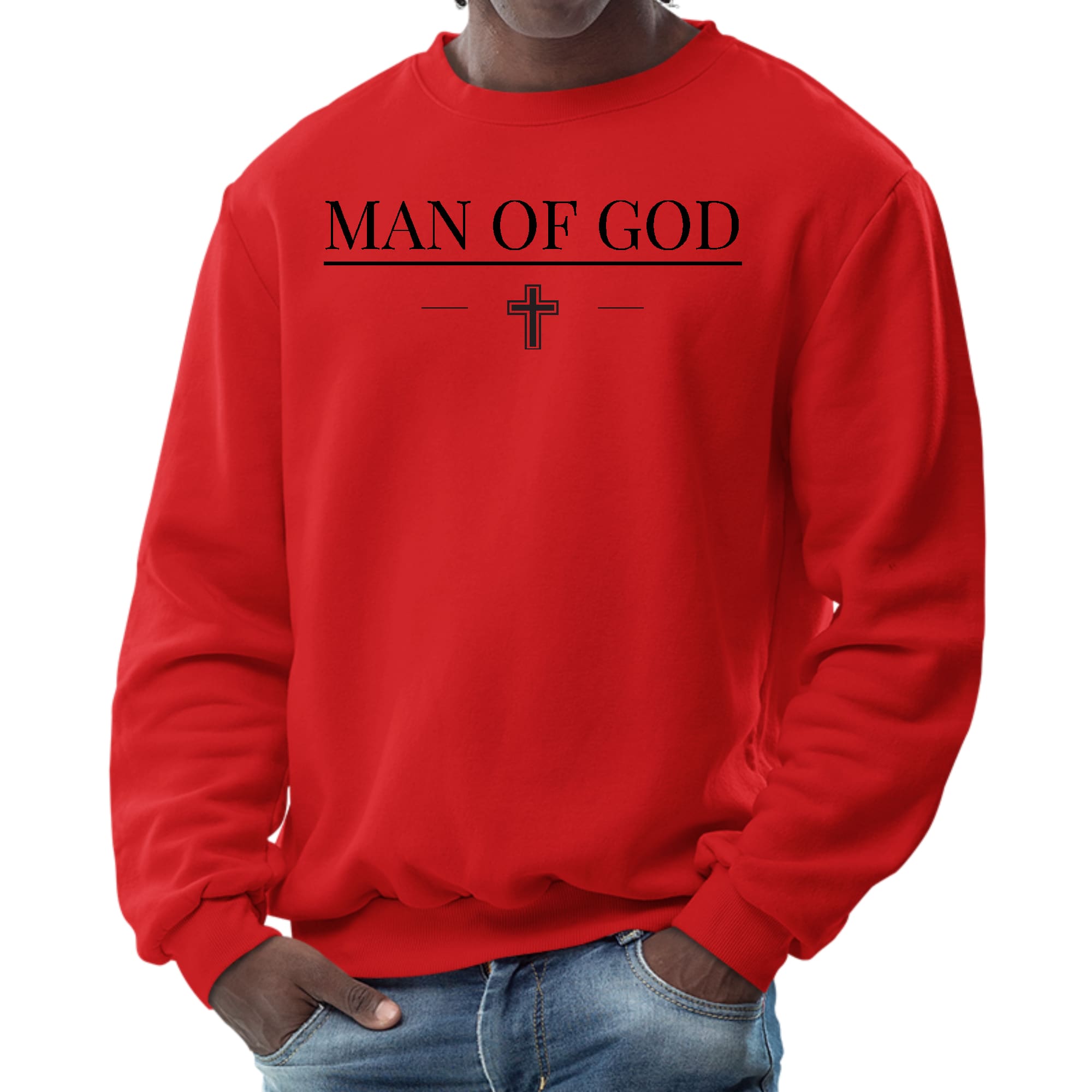 Mens Graphic Sweatshirt - Man of God Black Print-1