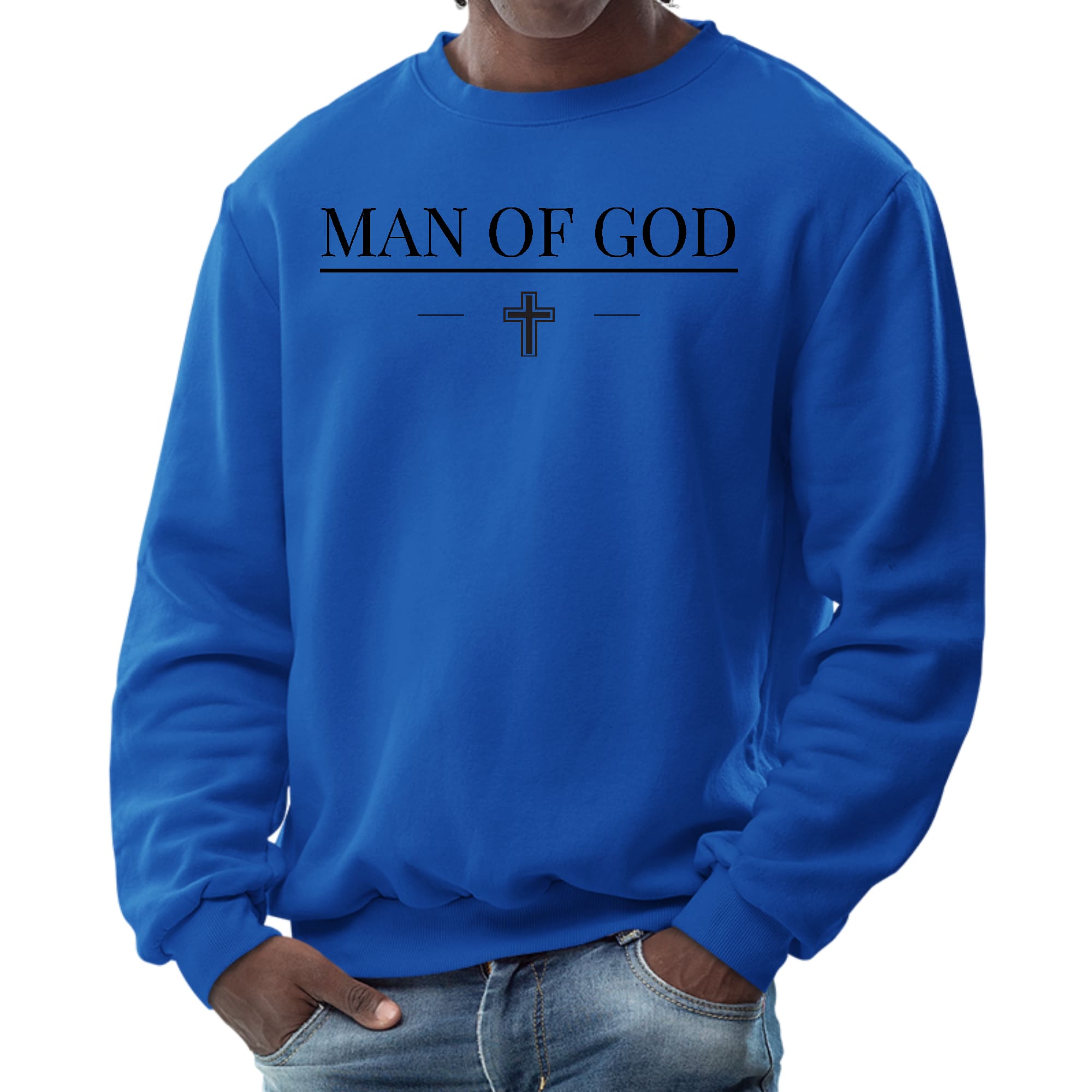 Mens Graphic Sweatshirt - Man of God Black Print-2