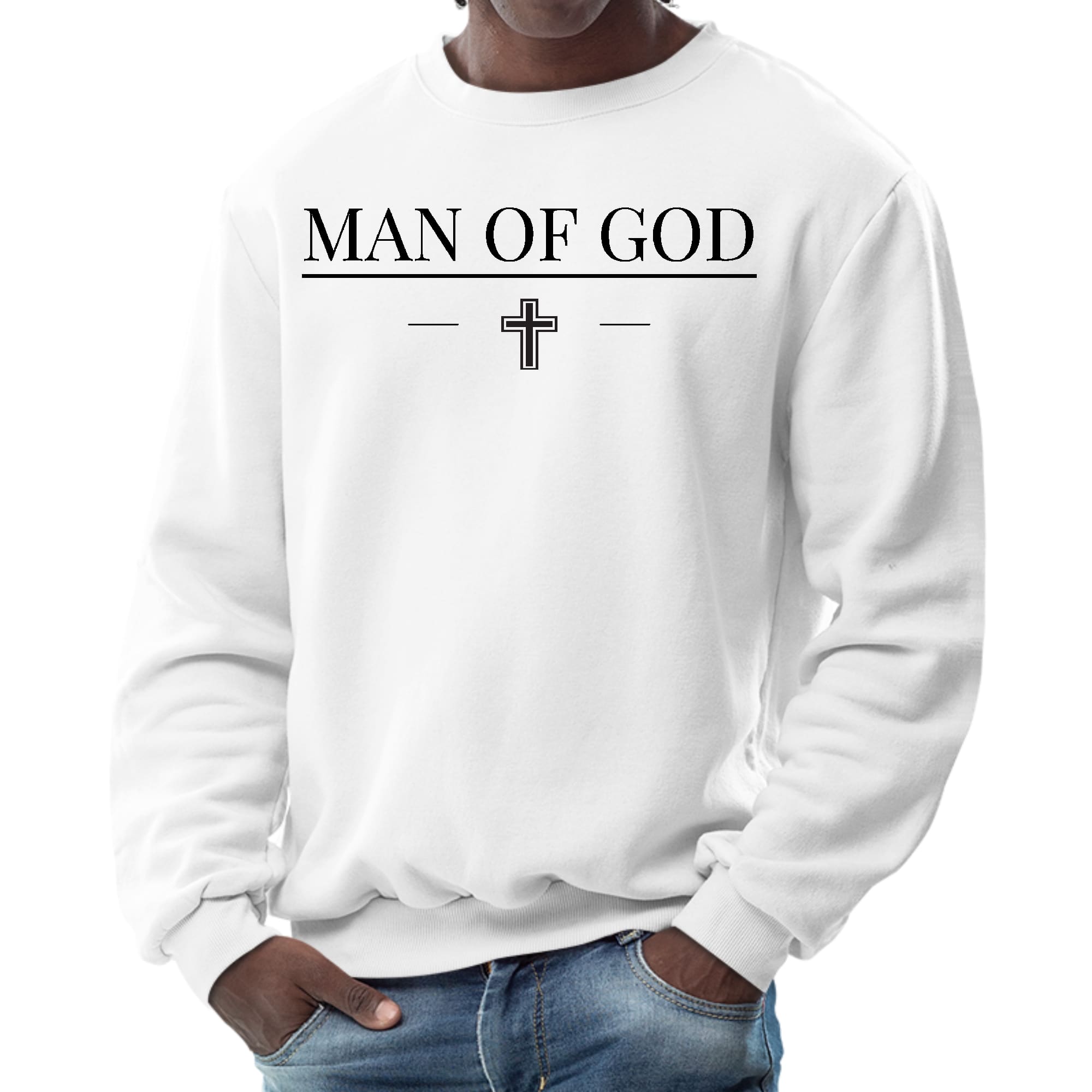 Mens Graphic Sweatshirt - Man of God Black Print-0