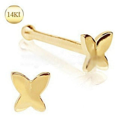 14Kt Yellow Gold Stud Nose Ring with a Butterfly-0